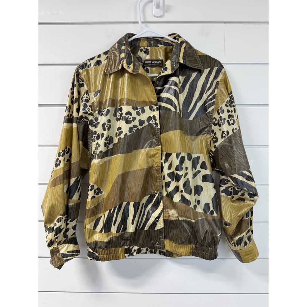 George Masket Ltd Vintage Animal Print Windbreaker Jacket Mixed Zebra Leopard